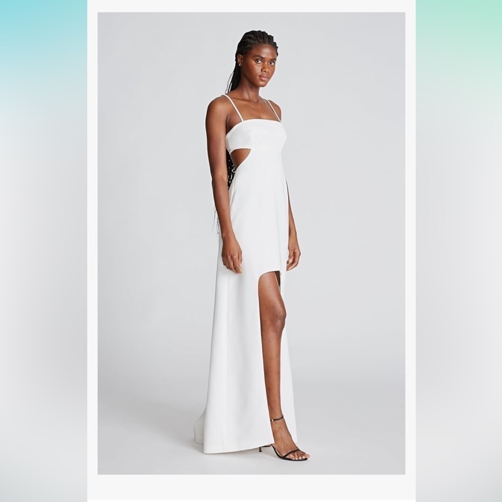 Halston Heritage White Cutout High-Low Gown - Picture 2 of 8